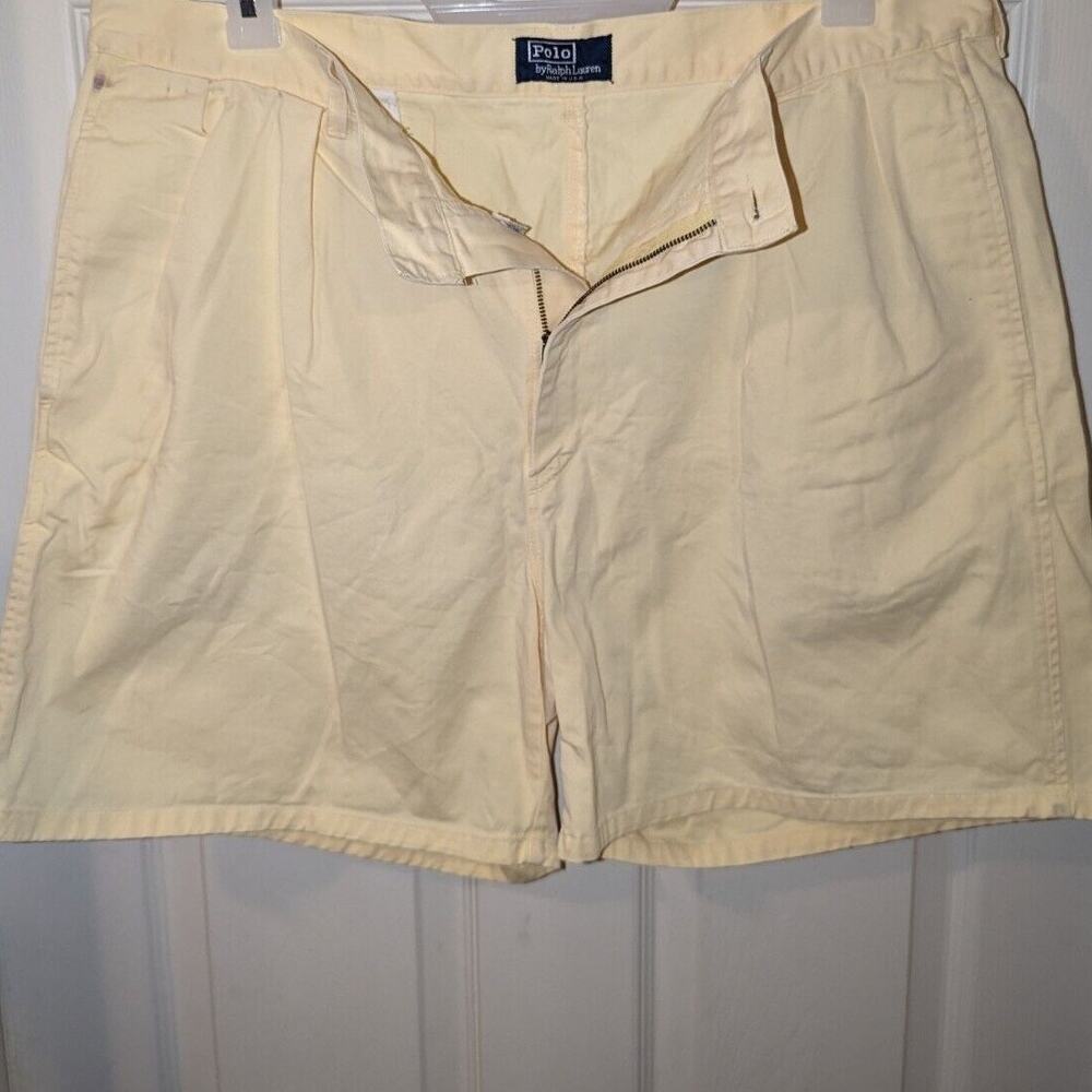 Polo Ralph Lauren Shorts Men 38 Yellow Vtg made in USA Chino Casual Dad Cotton